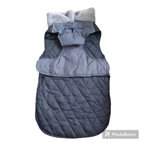 Nwot Gray With Faux Fur Trim 100% Polyester Quilted Winter Dog Coat - Size XL - Picture 2 of 5